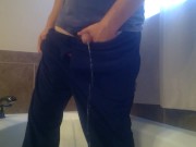 Fast pissing in the tub trying to stay clean during work 14/16