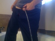 Fast pissing in the tub trying to stay clean during work 9/16