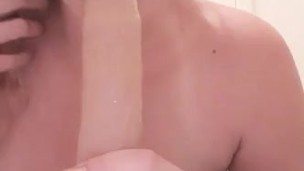 Sucking and riding 2 different dildos 