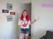 Babysitter gets naughty with my cock and swallows my cum - Emma Fiore 1/16