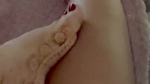 Sliding my foot up my leg, perfectly painted toenails feet