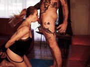 Wake up morning MILF slut before the sun for a sloppy tied up cum on face blowjob to start the day. 11/16