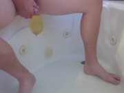 Pissing into condom then Cumming hard into the piss felt amazing 9/16