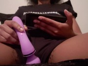 Watching Porn & Playing w My Vibrator | EXTREMELY Hairy Black Pussy 8/16