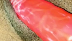 Creamy with a dildo 