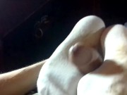 Amazingly orgasmic footjob through 3 different pairs of socks! 12/16