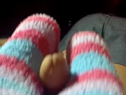 Amazingly orgasmic footjob through 3 different pairs of socks! 8/16