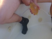 Cumming in a condom 2/16