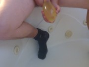 Cumming in a condom 6/16