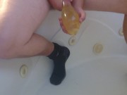 Cumming in a condom 8/16