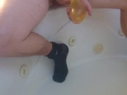 pissing and cumming in condom 10/16