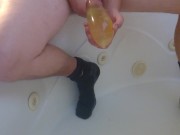 pissing and cumming in condom 16/16