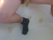 pissing and cumming in condom 4/16