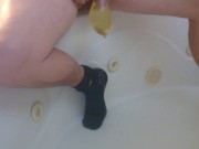 pissing and cumming in condom 5/16