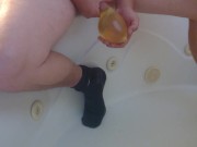 pissing and cumming in condom 8/16
