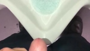 Freshly cleaned urinal at work gets the first piss of the day recorded in slow motion by me