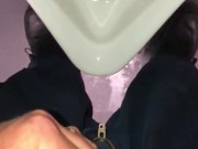 Pulling back foreskin in slow motion just before taking a piss, had to stop, almost caught recording