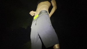 Cam Crest pisses outside in the light