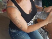 Raw and uncut Smoking Footjob till he cums on my stomach  1/16