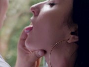 Hot kissing with sexy girl in leather jacket 11/16