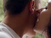 Hot kissing with sexy girl in leather jacket 4/16