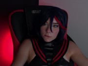 Ryuko Matoi Fucks Herself with Huge Dildo in Pussy and Mouth 1/16