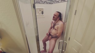 Tattoos and Piercings Alt Goth Daddy Masturbates in Shower Solo