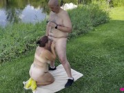 Totally Naked and Outdoors Missy Sucks Uncut Cock For A Huge Facial 11/16