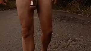 Spread arse cheeks naked in street