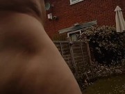 Naked in the garden in view of neighbour