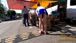 Public upskirt on street fair