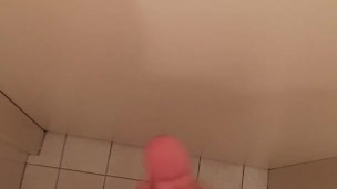 Quick jerk in bathroom before work