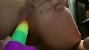 Trans boy fucks both holes and shows off anal gape