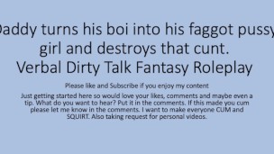 Papai transforma seu garoto em sua garota afeminada e usa a buceta do garoto. Fantasia verbal