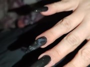Long Nails Handjob with Black Long Nails Incredible Cumblast *Cum on Black Nails* 14/16