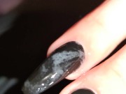 Long Nails Handjob with Black Long Nails Incredible Cumblast *Cum on Black Nails* 15/16