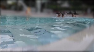 Teen student fingers my pussy in a public pool in front of strangers - MissCreamy