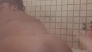Sexy Ebony Showing Off Her Body In Steamy Shower 