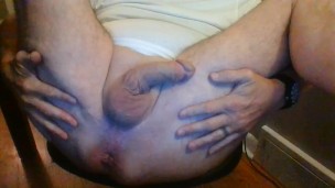 Asshole wink, spread ass, leg up