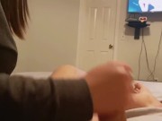Babysitter catches boss watching porn and makes him cum 12/16