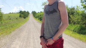 Newbie taking a quick piss on dirt road