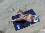 Fished a big dildo in the sea and cum with a squirt 10/16