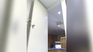 hot naked trans enjoying dancing in her toilet