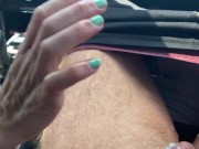 POV MILF foot tease and Handjob while driving 16/16