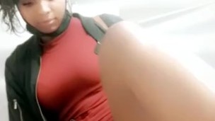Risky squirting while people inside stalls
