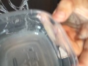 Locked back Into Chastity and Happily Swallows Own Cum 