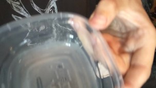 Locked back Into Chastity and Happily Swallows Own Cum 