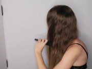 I give milk to my friend's hair so she can comb her hair 15/16