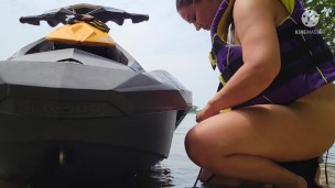 Jet skiing mom ALMOST CAUGHT having sex in the river