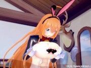 Princess Connect - Reverse Bunny Girl Pecorine Titjob and Anal Creampie